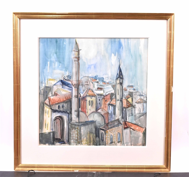 Watercolor, Middle Eastern Cityscape