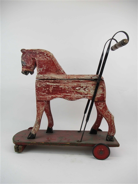 Vintage Childs Wooden Horse Push Toy