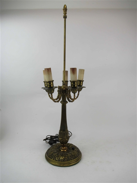 5 Light Brass Candelabra Table Lamp