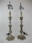 Pair of Silver Plated Ornate Candlesticks English