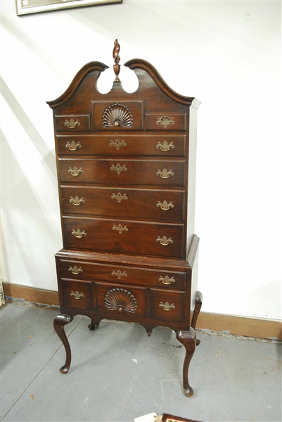 Queen Anne Style Mahogany Two Part Highboy Chest