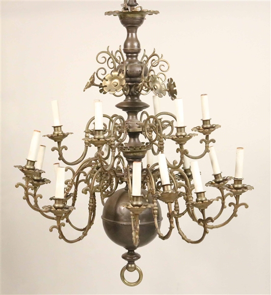 Cast Brass Two-Tier Chandelier