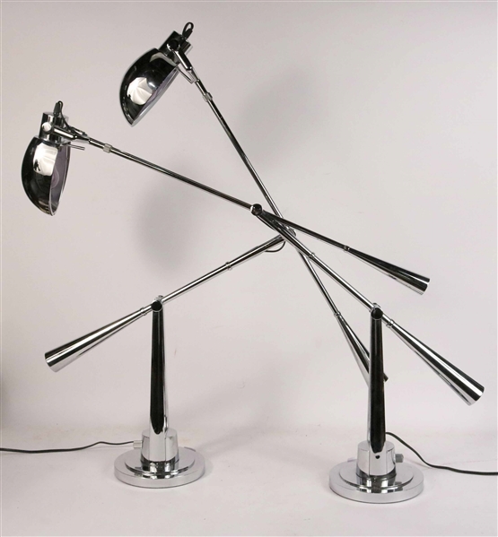 Pair of Ralph Lauren Chrome Equilibrium Lamps