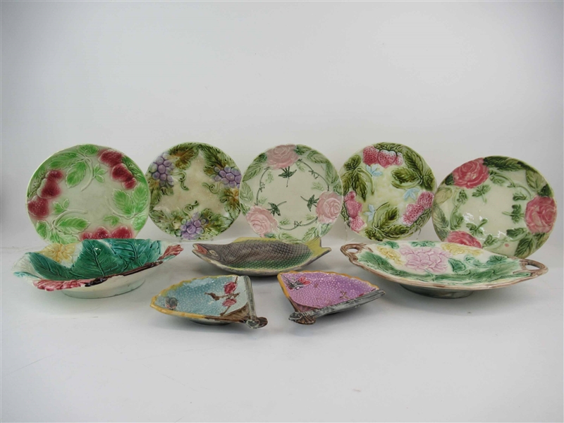 Group of Assorted Majolica Plates