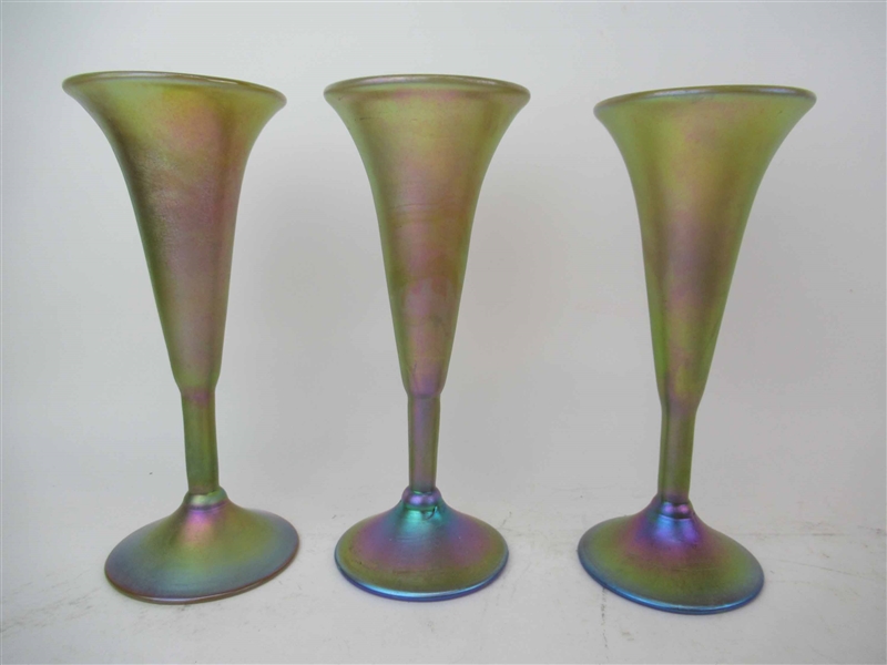 3 Carl Radke Pheonix Studio Art Glass Flutes