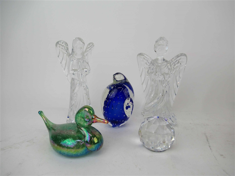 Two Waterford Crystal Nativity Angel Figurines