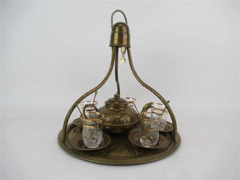 Turkish Brass Embossed Tea Set