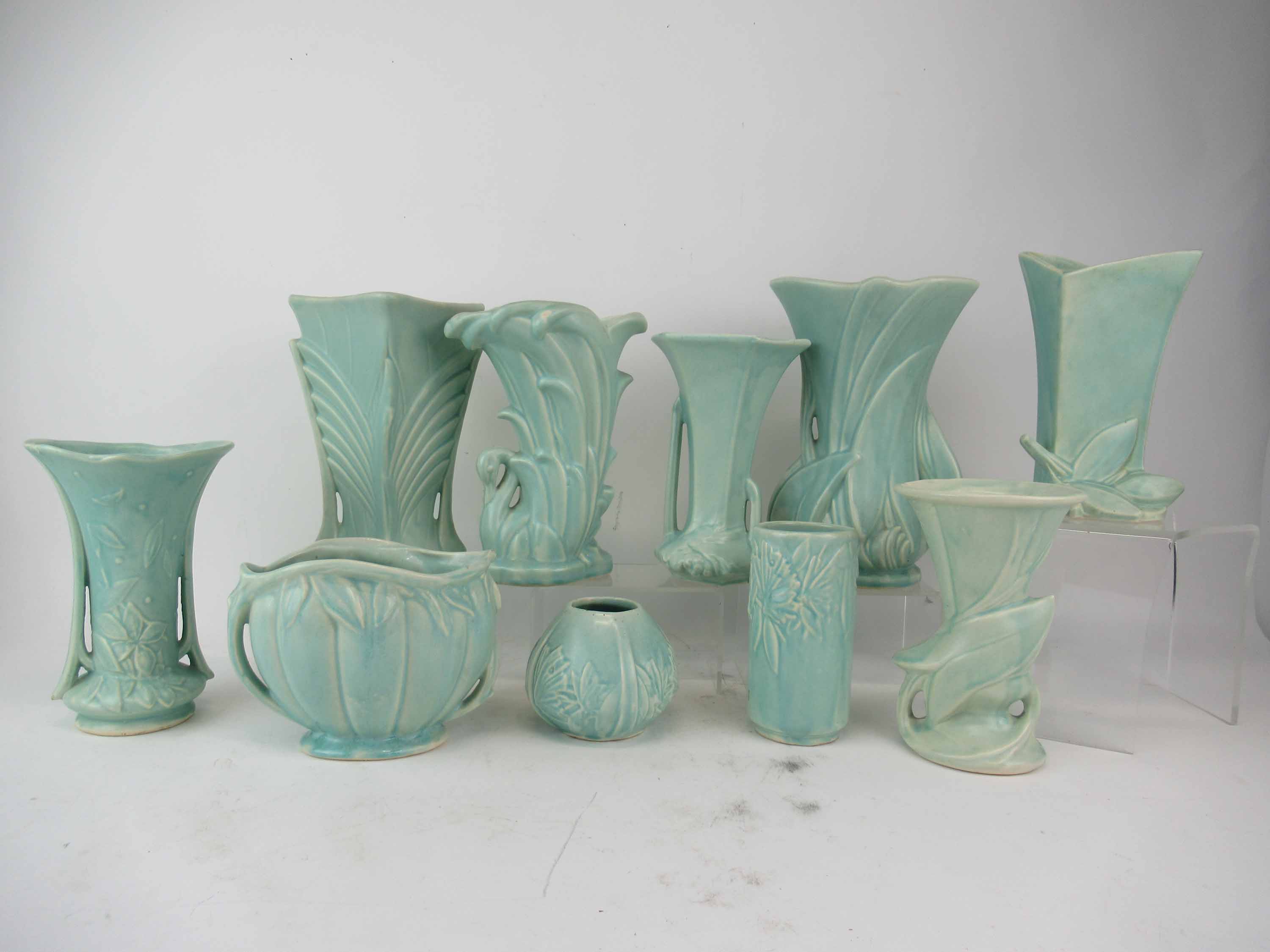 Lot Detail - Group of McCoy Pottery Aqua Green Vases