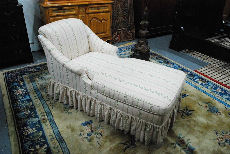 Striped Floral Upholstered Chaise Lounge