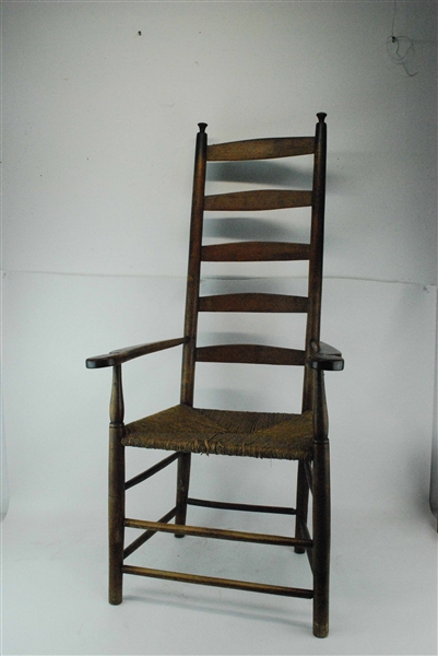 Antique Shaker Style Ladder Back Arm Chair