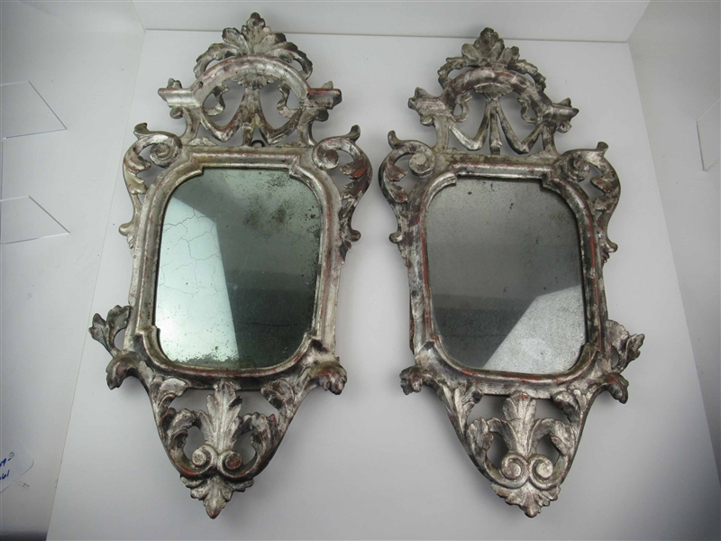 Pair of Antique Rococo Style Carved Wall Mirrors