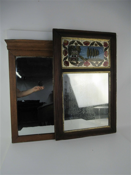 Antique Reverse Painted Two-Part Mirror