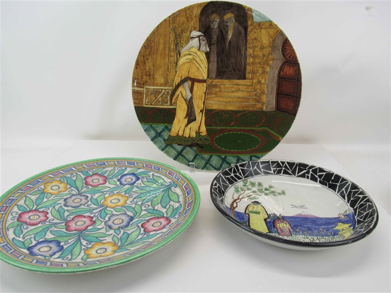  A Charlotte Rhead plate together with an assorted group of table articles