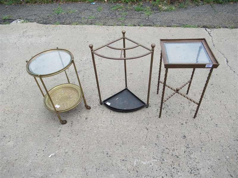 Vintage Two-Tier Brass Glass Table 