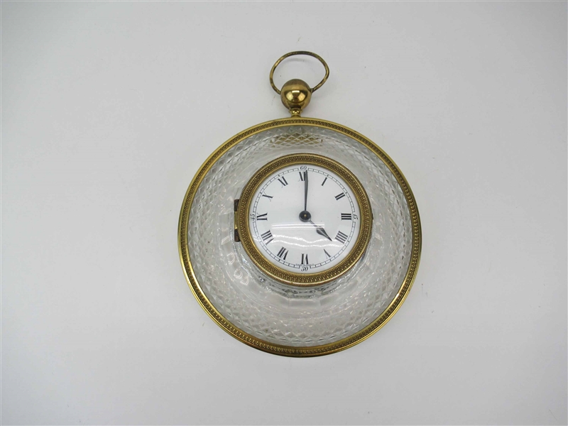 Charles Hour French Crystal and Brass Wall Clock