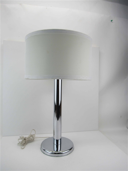 Modern Chrome Cylinder Form Table Lamp