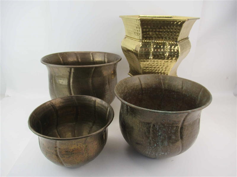 Set of Three Brass Planters