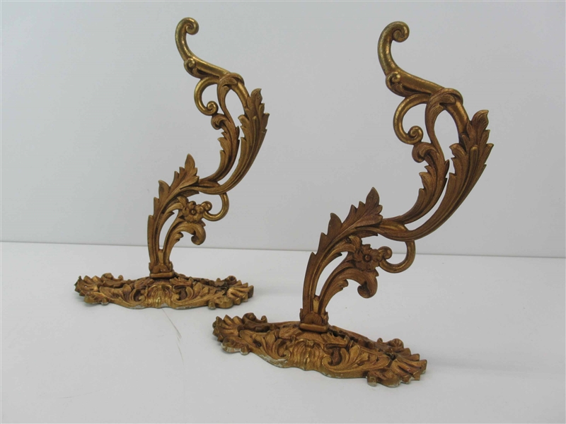 Antique Pair of Gilt Metal Wall Brackets