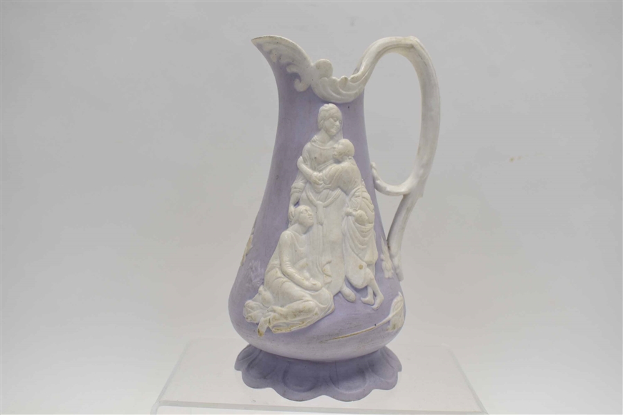 Samuel Alcock Lavender Parian Salt Glaze Jug