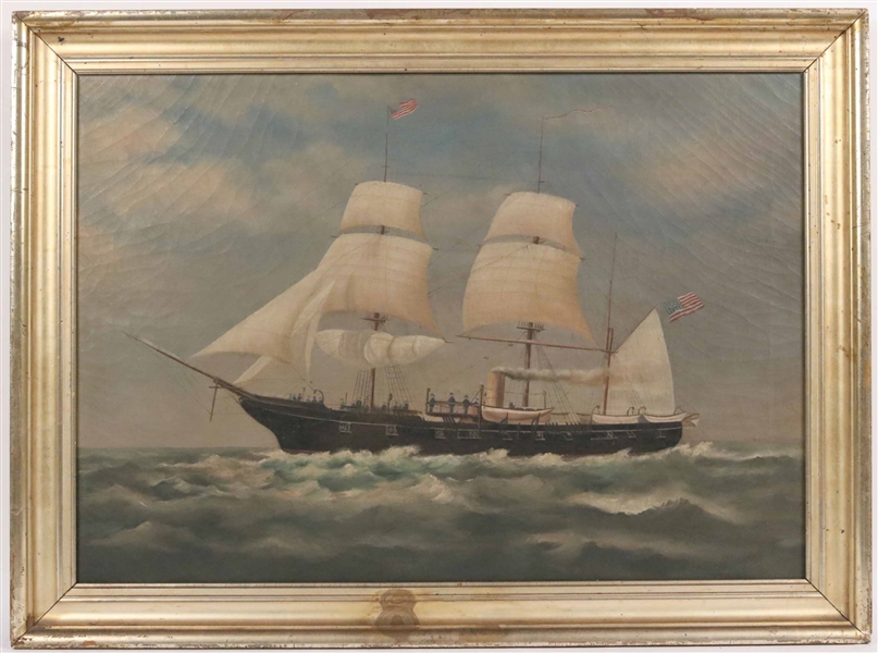 Oil on Canvas, Clipper Ship, M.E. Goodwin