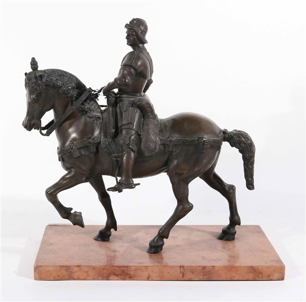 Bronze Sculpture of Knight Riding a Horse