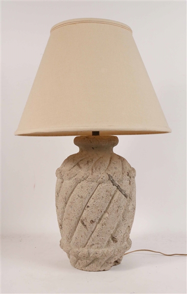 Contemporary Carved Stone Table Lamp