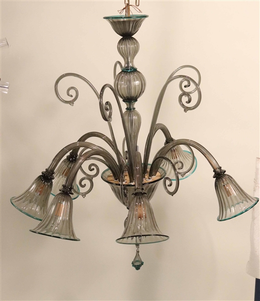 Venetian Style Glass Six Light Chandelier