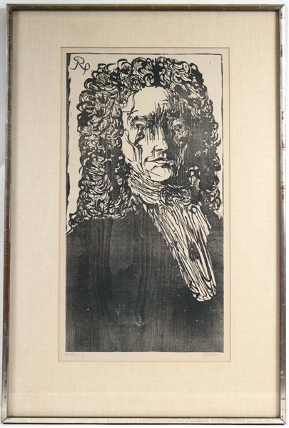 Leonard Baskin, Lithograph "Wood Block Beethoven"