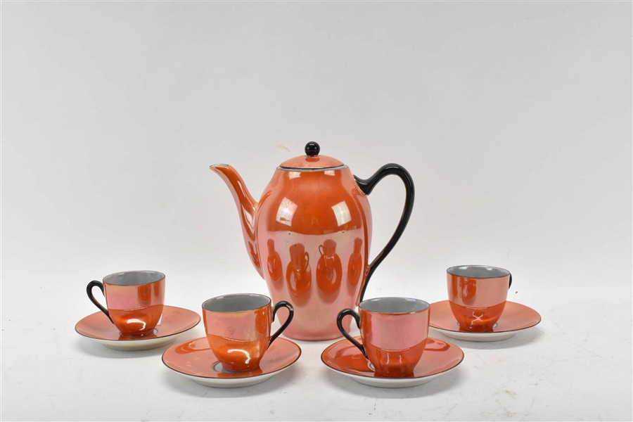 German Porcelain Lusterware Demitasse Set 