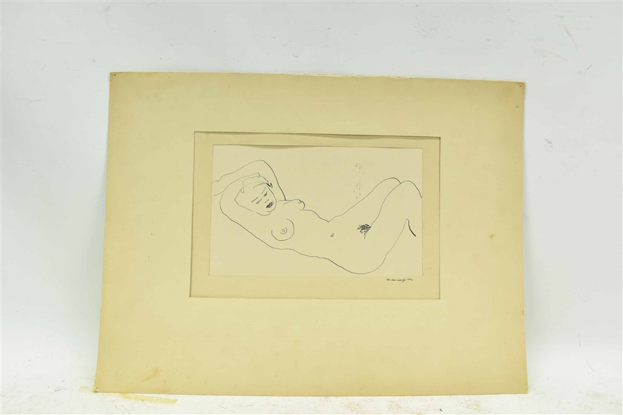 Walter Sarff Ink Sketch of Nude Woman