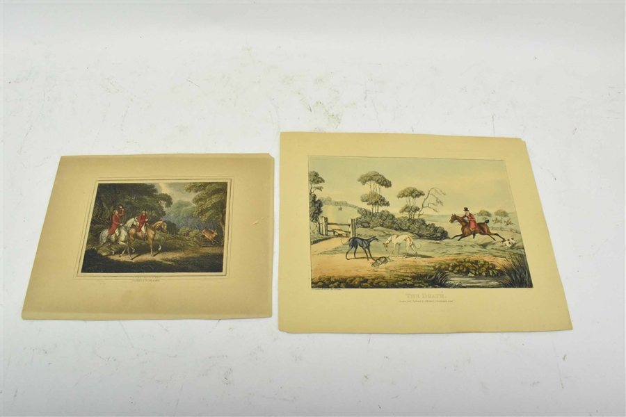 Two Hand Colored Hunting Etchings