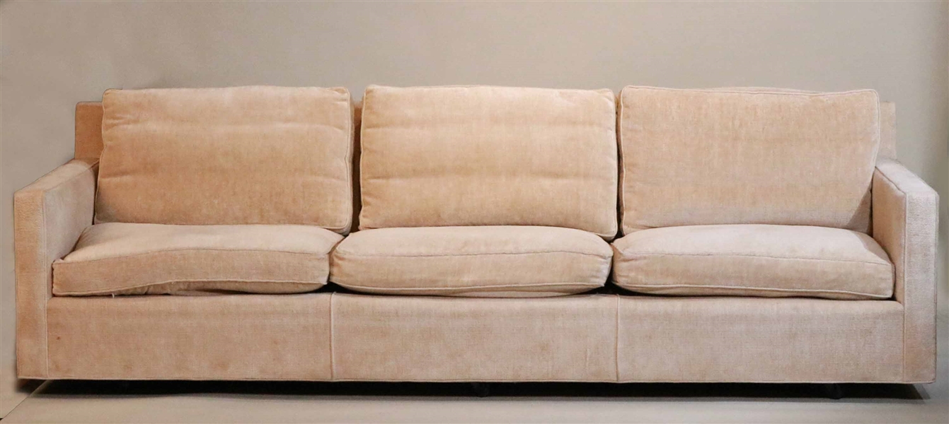 Contemporary Beige-Upholstered Three Seat Sofa