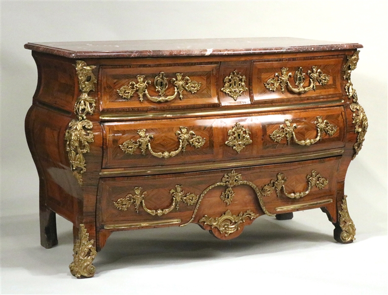 Regence Marble-top Bombe Chest of Drawers