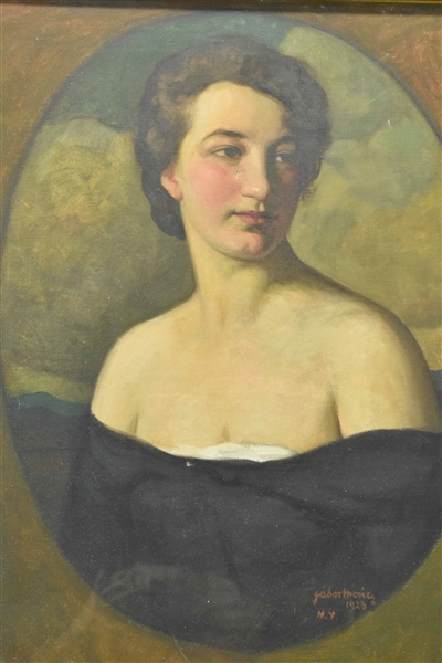 Moric Gabor Oil on Canvas Portrait of Woman