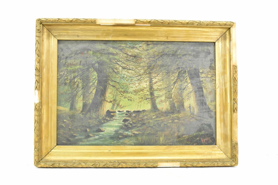 Oil on Canvas, Landscape with Hunter