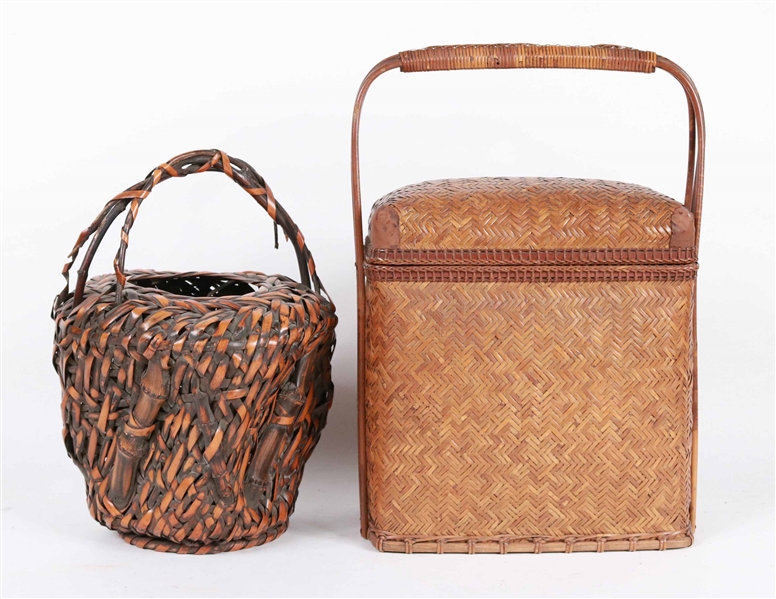 Two Asian Rattan Baskets