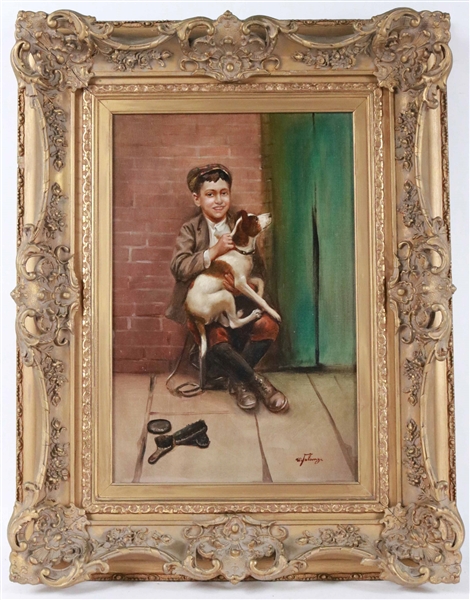 Michele Falanga, Oil on Canvas, Shoe Shine Boy