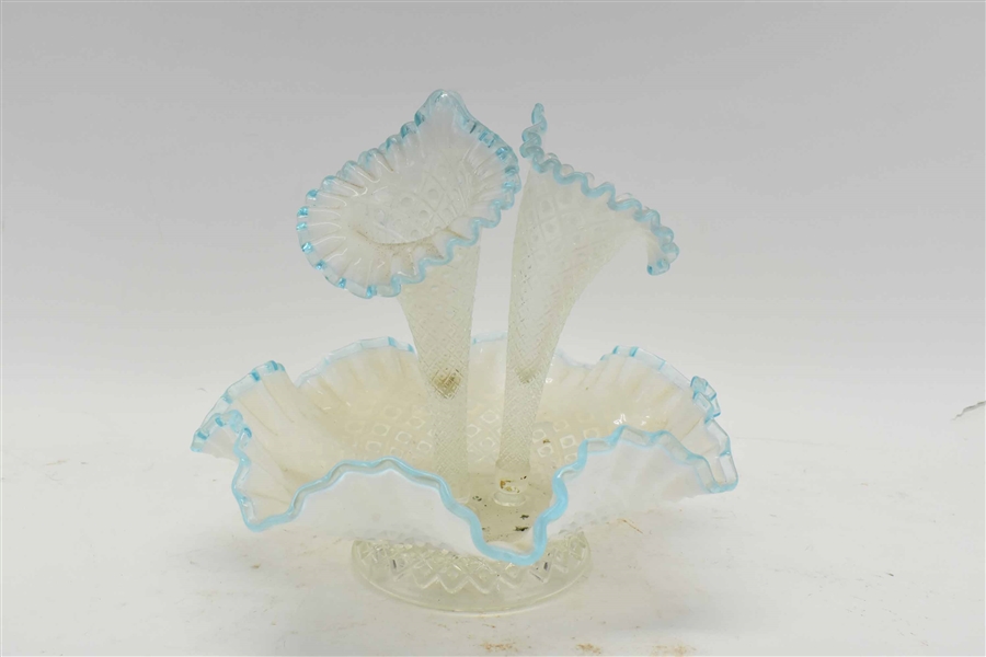 Fenton Diamond Lace French Opalescent Epergne