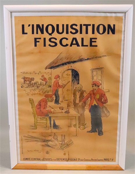 Vintage French Poster, LInquisition Fiscale