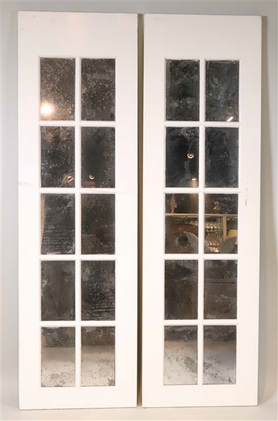 Pair of White-Painted Mirror Inset Panels