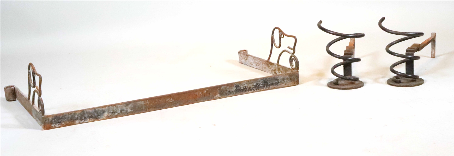 Pair of Wrought-Iron Spring-Form Andirons