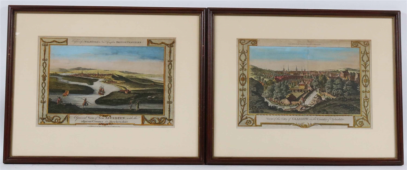 Two Colored Engravings of Scottish Cities