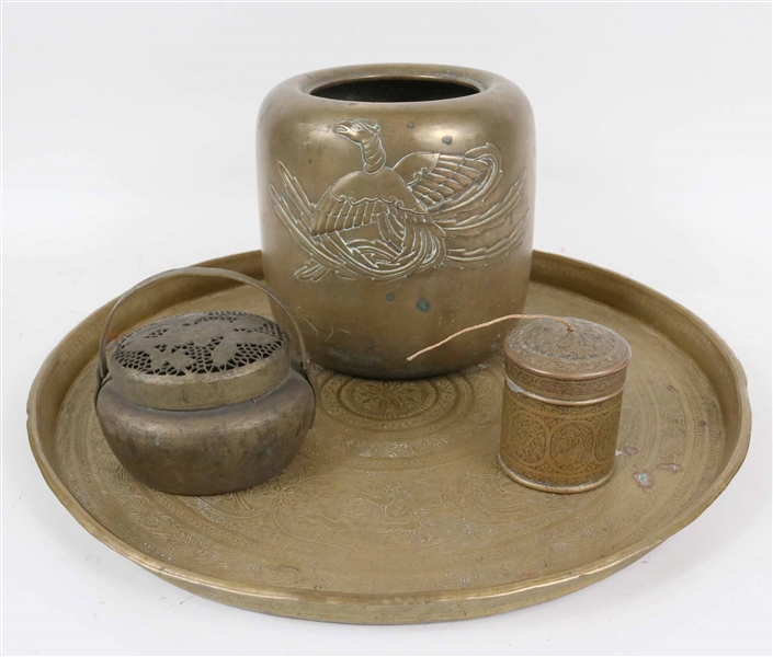 Four Asian Brass Table Articles