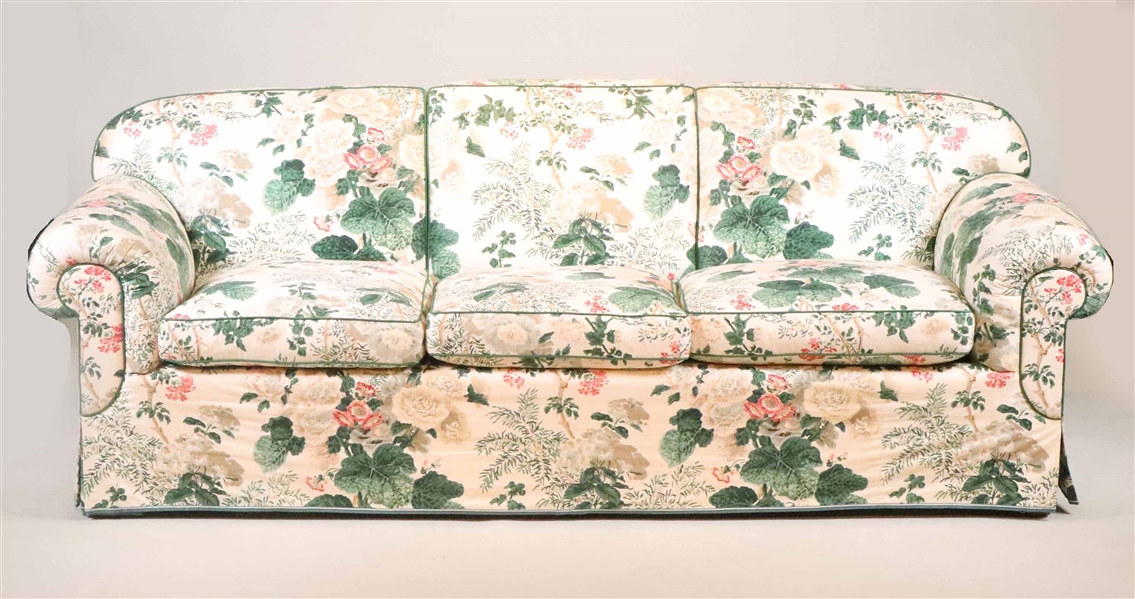 Contemporary Floral Upholstered Sofa