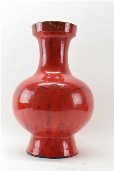 Red Earthenware Crackle Glazed Vase