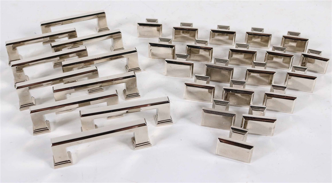 Group of Modern Chrome Drawer Pulls and Knobs