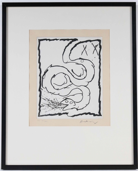 Pierre Alechinsky, Abstract Lithograph of Snake