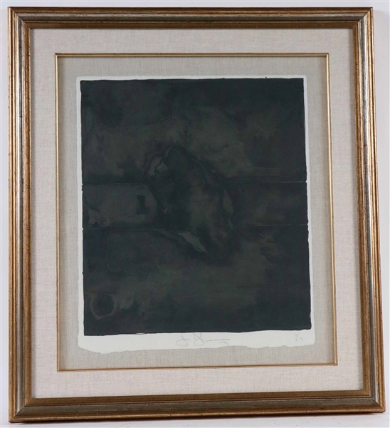 Jasper Johns, Abstract Lithograph of Dark Figure