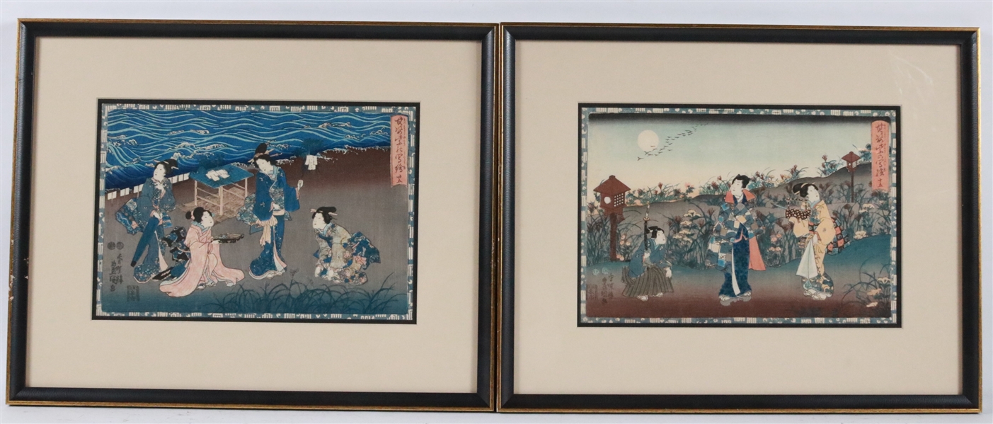 Two Japanese Prints, Figures, Toyokimi