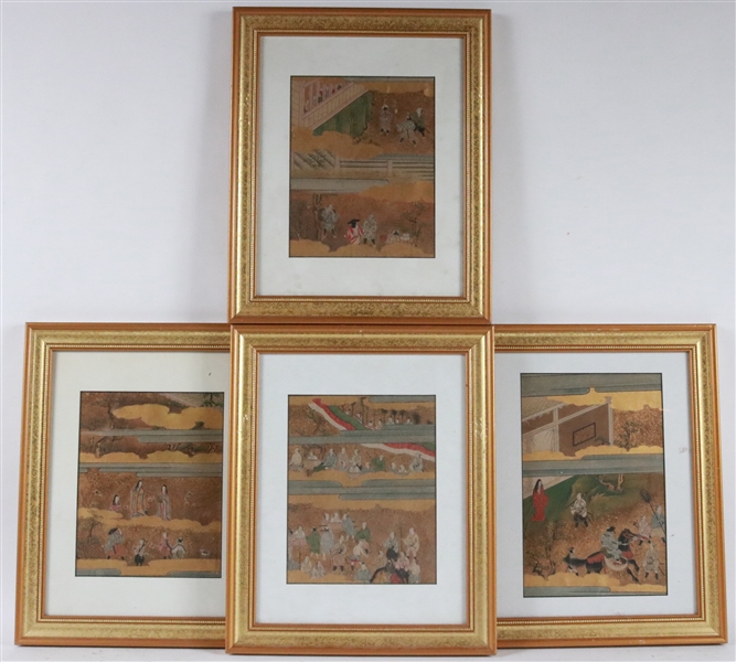 Four Japanese Gilt-Decorated Paintings of Figures